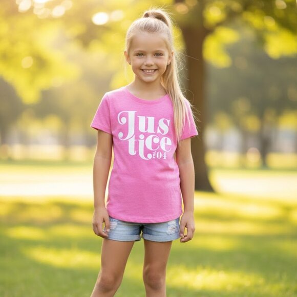 Justice Other - Justice Pink Sparkle Short Sleeve Top – Girls Size L (12/14)